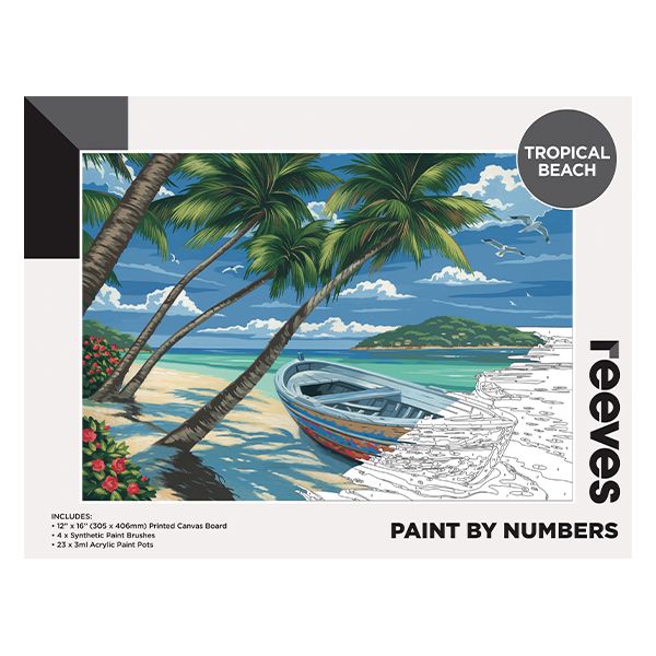 Picture of Tropical Beach Paint By Numbers 12×16in