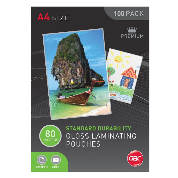 Picture of GBC A4 Laminating Pouches, 80 micron, 100-pack