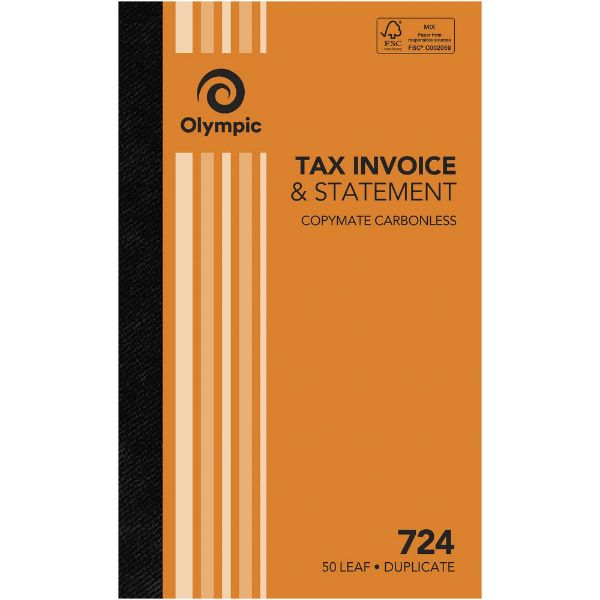 Picture of Olympic #724 Tax Invoice & Statement Book, Carbonless Duplicate, 50-Leaf