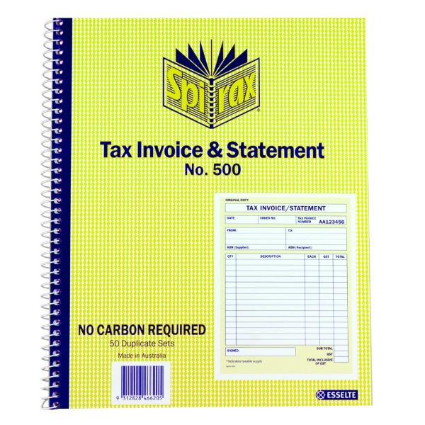 Picture of Spirax No. 500 Tax Invoice & Statement Book