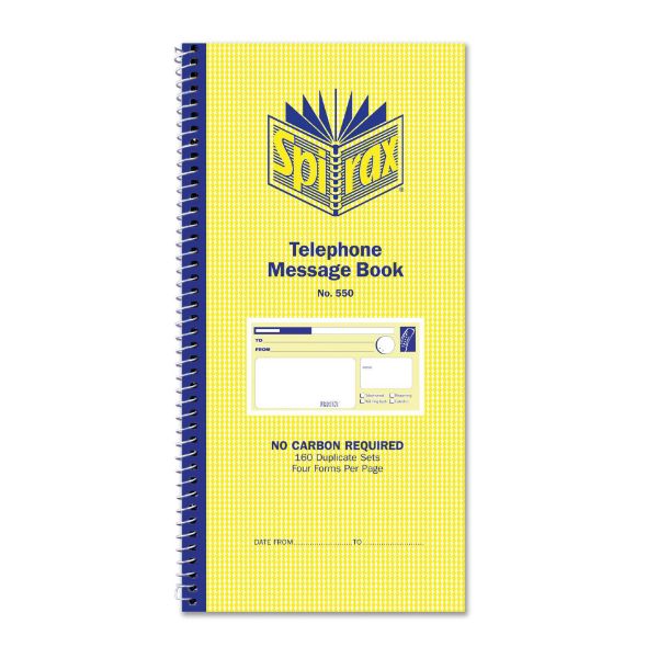 Picture of Spirax No. 550 Telephone Message Book, Carbonless