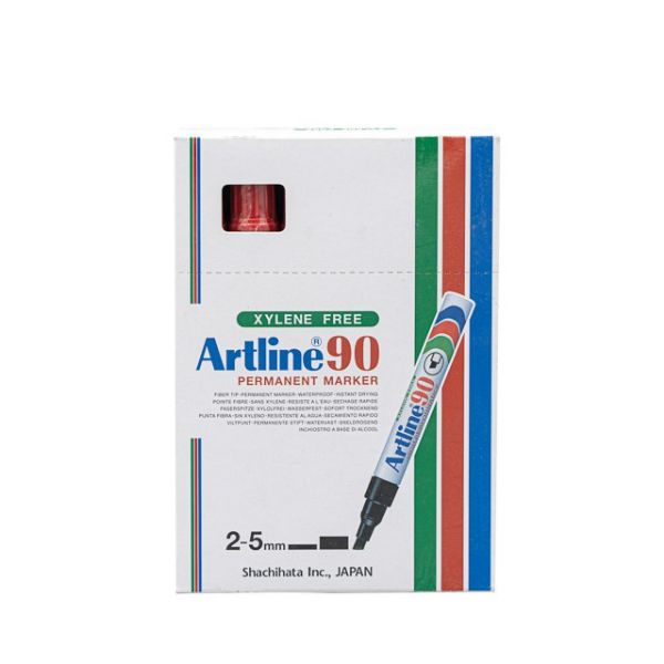 Picture of Artline 90 Permanent Marker 5mm Chisel Nib Red, 12-Pack