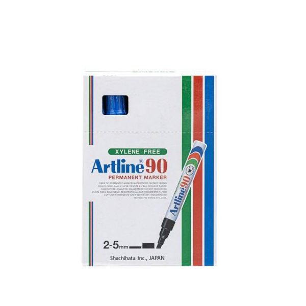 Picture of Artline 90 Permanent Marker 5mm Chisel Nib Blue, 12-Pack