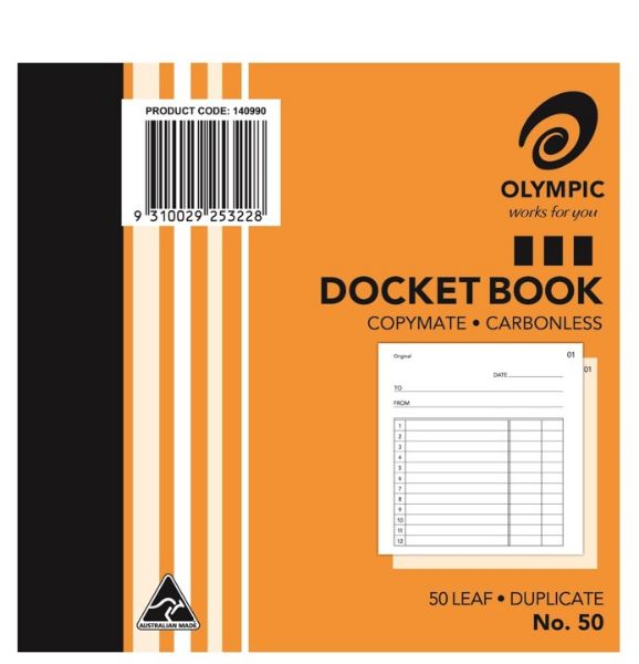 Picture of Olympic #50 A6 Docket Book, Carbonless Duplicate, 50-Leaf