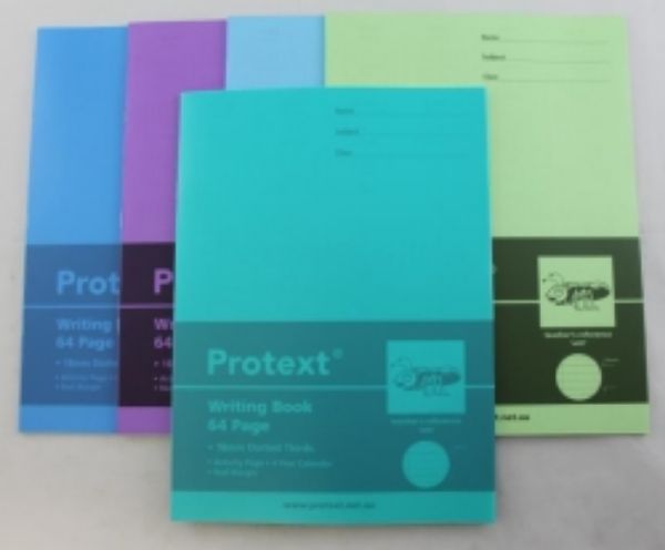 Picture of Protext Writing Book, 64 Pages, 18mm Dotted Thirds, Assorted Colours