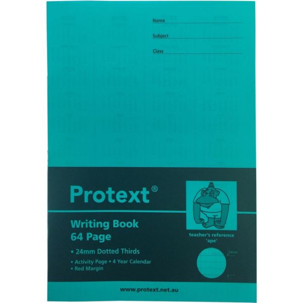 Picture of Protext Writing Book, 64 Pages, 24mm Dotted Thirds, Assorted Colours