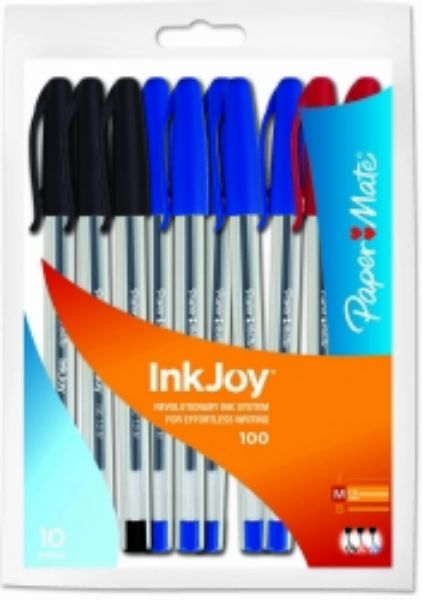 Picture of Paper Mate InkJoy 100ST 1.0mm Ballpoint Pens, Assorted Colours, 10-Pack