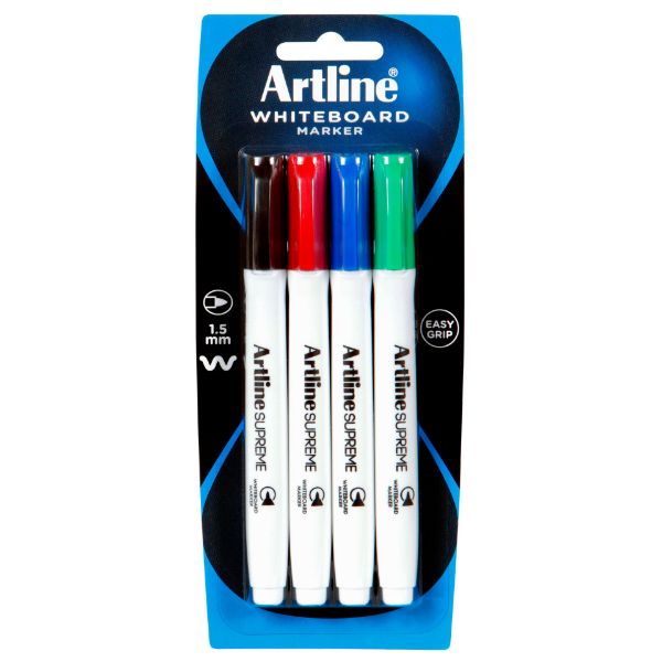 Picture of Artline Supreme Whiteboard Marker, 4 Colour Pack (Black, Red, Blue & Green)