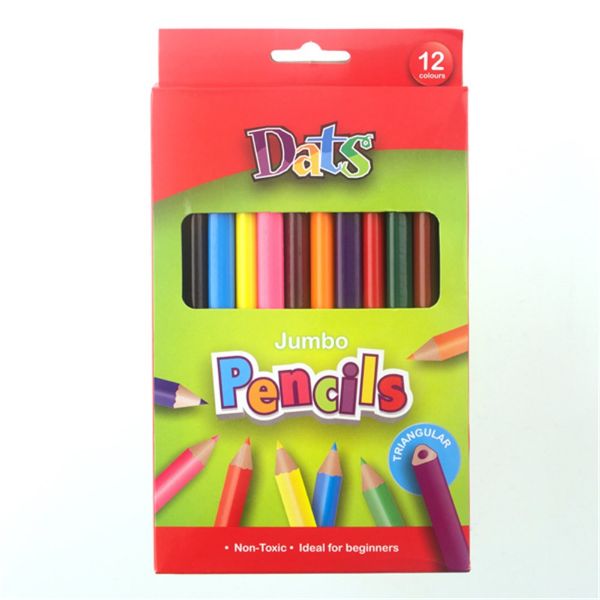 Picture of Dats Jumbo Colour Pencils, Triangle Grip, 12-Pack