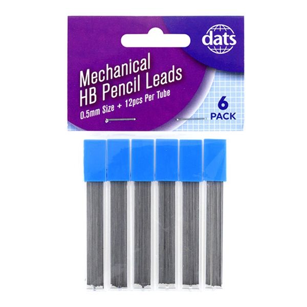 Picture of Dats Mechanical Pencil Lead Refills, 0.5mm, 6-Pack, 12 Leads Per Tube